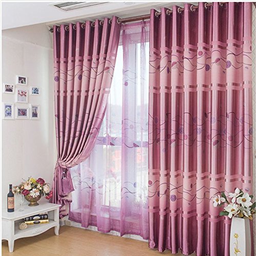 Bingirl Rural style window curtain customized blackout lining tulle bedroom curtainsCoffee rose