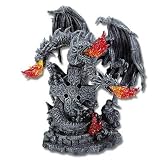 3 Headed Fire Dragon Celtic Cross Display Statue