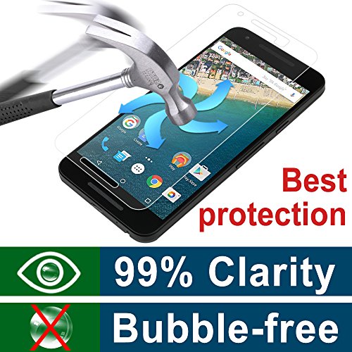 Google Nexus 5X screen protector,Ultra Tempered Glass Anti-Scratch Shield Max Clarity Touch Accuracy Screen Protector by starrybay