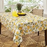 Lemon Tree Printed Fabric Tablecloth, 70-Inch RD