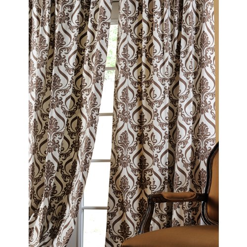 Classique Taupe Printed All Cotton Curtains and Drapes 50x96