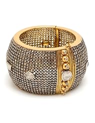 18kt Yellow Gold Diamond Pave Bangle Bracelet Designer Jewelry
