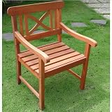 VIFAH V99 Outdoor Wood Arm Chair X-Back Design, Natural Wood Finish, 23 by 24 by 35-Inch