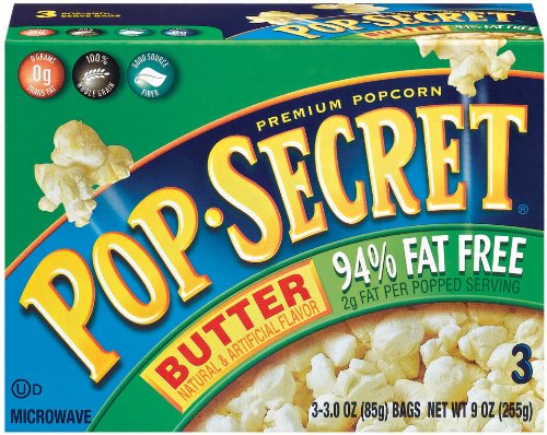 Pop Secret Microwave Popcorn, Butter, 94% Fat Free, 3-Count (Pack of 6)