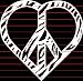 Peace Heart Zebra Print Sticker (Decal) - 6.5