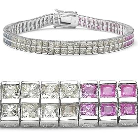 9.50 Carat Genuine Multi Sapphire .925 Silver Bracelet by JewelzDirect