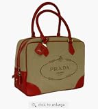 Prada Brief Case Bag BL0254 Corda Logo Sand/Red