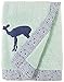 Bacati - Tribal/Aztec Plush Embroidered 30 x 40 inches Baby Blanket (Mint/Navy Bambi)