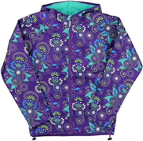 Women's Lined Paisley Pattern Lightweight Windbreaker Jacket (Purple, Medium)