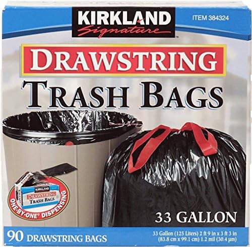 3 Wholesale Lots Kirkland Signature Drawstring Trash Bags 33 Gallon, 270 Bags Total