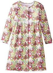 Girls Embroidered Striped Print Long Sleeves Sleeveless Cotton/Denim  Dress