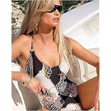 Mixed-print plunge neck suit