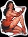 Bettie Page - Med. Size Fishnet Whip Devil Pose - Clear Background - Sticker / Decal (Betty Page)