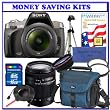 Sony Alpha A380 Digital SLR (DSLR-A380L) w/ 18-55mm Standard Zoom Lens + Sony (SAL-18250) Alpha DT 18-250mm Zoom Lens + 3-Year Extended Warranty + Transcend 16GB SDHC + .48x Wide Angle Panoramic HD Series Fisheye w/ Marco + Willoughbys Two (2) 55mm UV Protective Starter Kit