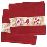 Red Christmas Tree Holiday Bath Towel - Set of 2