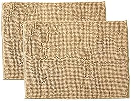 イケヒコ バスマット 洗える 無地 吸水 速乾 マイクロファイバー 『さらり美人』 ベージュ 2枚組 約35&times;50cm ♯3402350