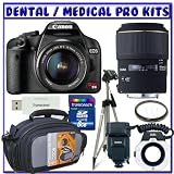 Canon EOS Rebel T1i 15.1 MP CMOS Digital SLR Camera w/ Canon EF-S 18-55mm f/3.5-5.6 IS Lens + Sigma Flash Macro Ring EM-140 DG for Canon SLR Cameras + Sigma 105mm f/2.8 EX DG Medium Telephoto Macro Lens + Dental/Medical Bundle