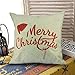 Homar Throw Pillow Covers - Merry Christmas Hat Print Pattern Decorative Pillow Case - Cotton Linen Square Pillowcases Cushion Cover Standard Size 18 x 18 for Couch Sofa Bed Automotive Seat Home Decor