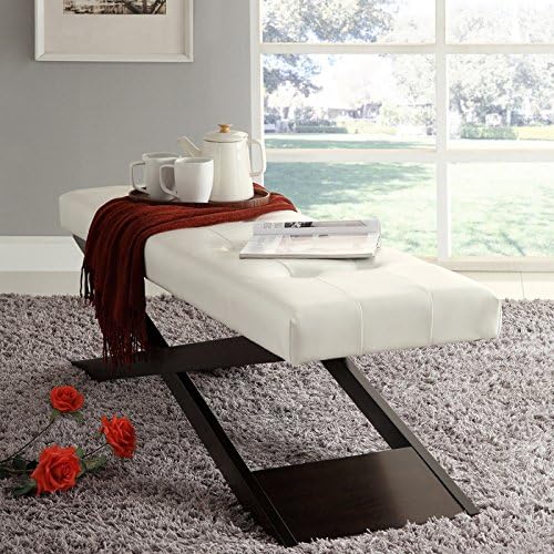 Home Creek Taclott Faux Leather X Base Bench