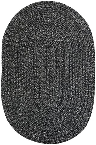 Homespice Decor Black Indoor/Outdoor Braided Rug Size 3' x 5' Black (Oval) With Chanasya Polish Cloth Bundle