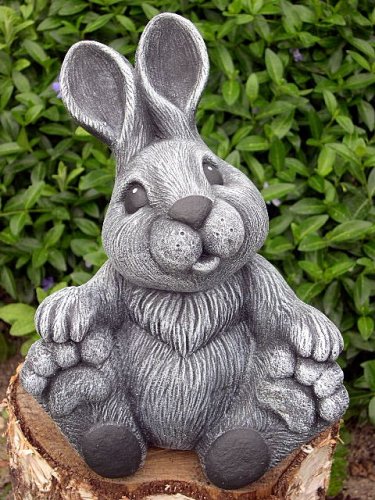 Tierfigur Steinfigur Hase groß sitzend schiefergrau