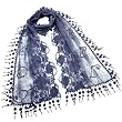 Lace Mesh Vine Flower Hand Embroidered Cotton Nylon Long Scarf - Various Color