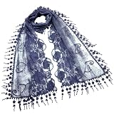 Lace Mesh Vine Flower Hand Embroidered Cotton Nylon Long Scarf - Various Color