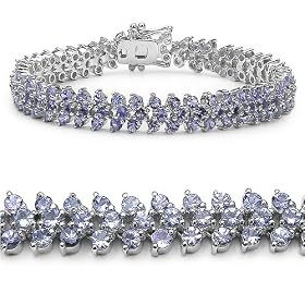 10.00 Carat Genuine Tanzanite Silver Bracelet by 