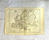 ANTIQUE MAP EUROPE BRITAIN SPAIN FRANCE ITALY GERMANY