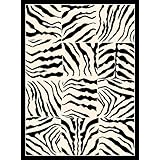 Creative Home Safari Area Rug 4255 90 Black Checkered Zebra Animal Print 5 3 x 7 4 Rectangle