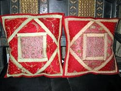 2 Gorgeous Alizarin Patch-work Pillow Cushion Covers From India Free Shipping