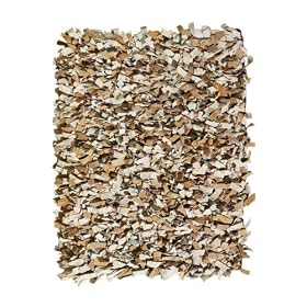 Allover Leather Shag Area Rug, 5'x8', CHAMPAGNE
