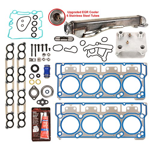 Evergreen EGR6.0CNK4 Oil Cooler Upgraded EGR Cooler Kit and Head Gaskets Ford 6.0L OHV V8