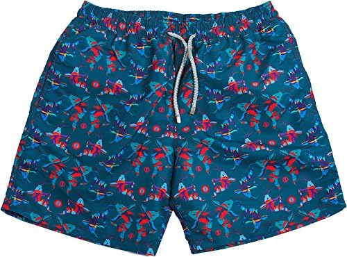 Papua - Resort Wear Koi-Fish Print Print Swim Shorts-Navy-Small