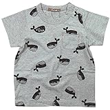 《H28年夏物》 nico hrat(ニコフラート) 製品洗い加工済み 天竺半袖くじら総柄Tシャツ 80cm/MG NO.B-260140