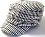 713CD Beige Grey Black Houndstooth Conductor Military Cadet Hat for Women