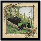 Black Bear Baby I Cub Nature Cabin Decor Print Framed