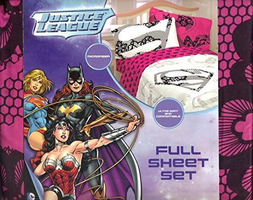 Justice League Girl Power Full Comforter and Sheet Set, 5pc Bedding Collection