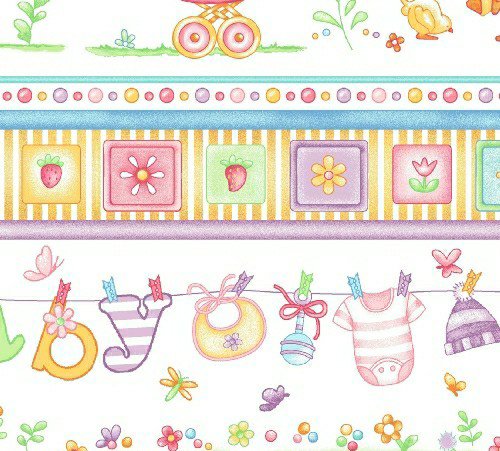Picture of Cozy SheetWorld Fitted Pack N Play (Graco Square Playard) Sheet - Baby Girl Clothesline - Made In USA PP3636-F200 (Playard Bedding)