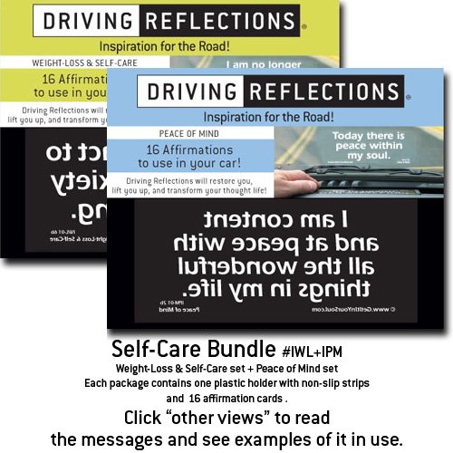 Self-Care Bundle Driving Reflections 2-Pack, Inspirational affirmations to empower your thinking, relieve stress, and deepen your spiritual life while you drive! Give a unique motivational gift that uplifts with positive, faith-filled affirmations! Weight-Loss & Self-Care set + Peace of Mind set. 614jeze 3ML weightloss: Self Care Bundle Driving Reflections 2 Pack, Inspirational affirmations to empower your thinking, relieve stress, and deepen your spiritual life while you drive! Give a unique motivational gift that uplifts with positive, faith filled affirmations! Weight Loss & Self Care set + Peace of Mind set.