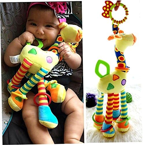 Infant Baby Development Soft Giraffe Animal Handbells Rattles Handle Toys vo7 (Color: Multicolor)
