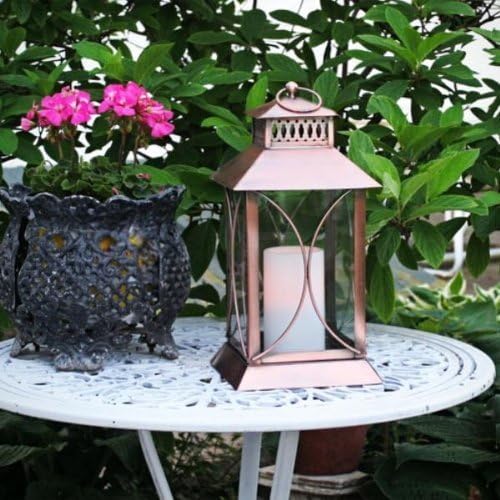 Flipo Pacific Accents Neuporte Indoor/Outdoor Lantern with Flameless Resin Candle, Copper Finish