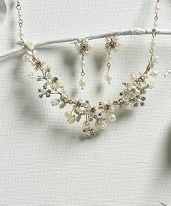 Weddingstar 8766 Garden Necklace & Earring Set in White and Silver