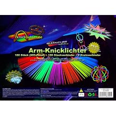 100 frische Arm Knicklichter im 7 Farbmix, 20 cm. 202 teiliges Komplettset. OHNE krebserregende Weichmacher (Phthalate)! Fabrikfrisch vom Hersteller! Direkt ab Lager lieferbar!