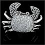 Cubic-zirconia Rhodium Finish Sterling Silver Crab Pin
