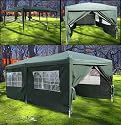 Gazebo Canopies New 2010 10' X 20' EZ Pop Set Up Canopy Tent Gazebo Includes 4 Sidewalls Green