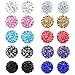 Aprilsky Rhinestones Crystal Fireball Disco Ball Pave Bead Stud Earrings Stainless Steel Hypoallergenic 8mm Mix Color Pack