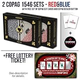 2 Sets of Copag 1546 R/B Poker Jumbo Playing Cards w/Free Lotto Ticket