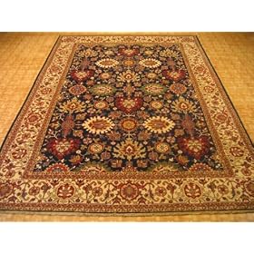 11x17 Navy Blue Persian Hand Knotted Wool Heriz Rug by Heritage Unlimited