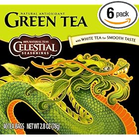 Celestial Seasonings Authentic Green Tea, Tea Bags, 40-Count Boxes (Pack of 6)